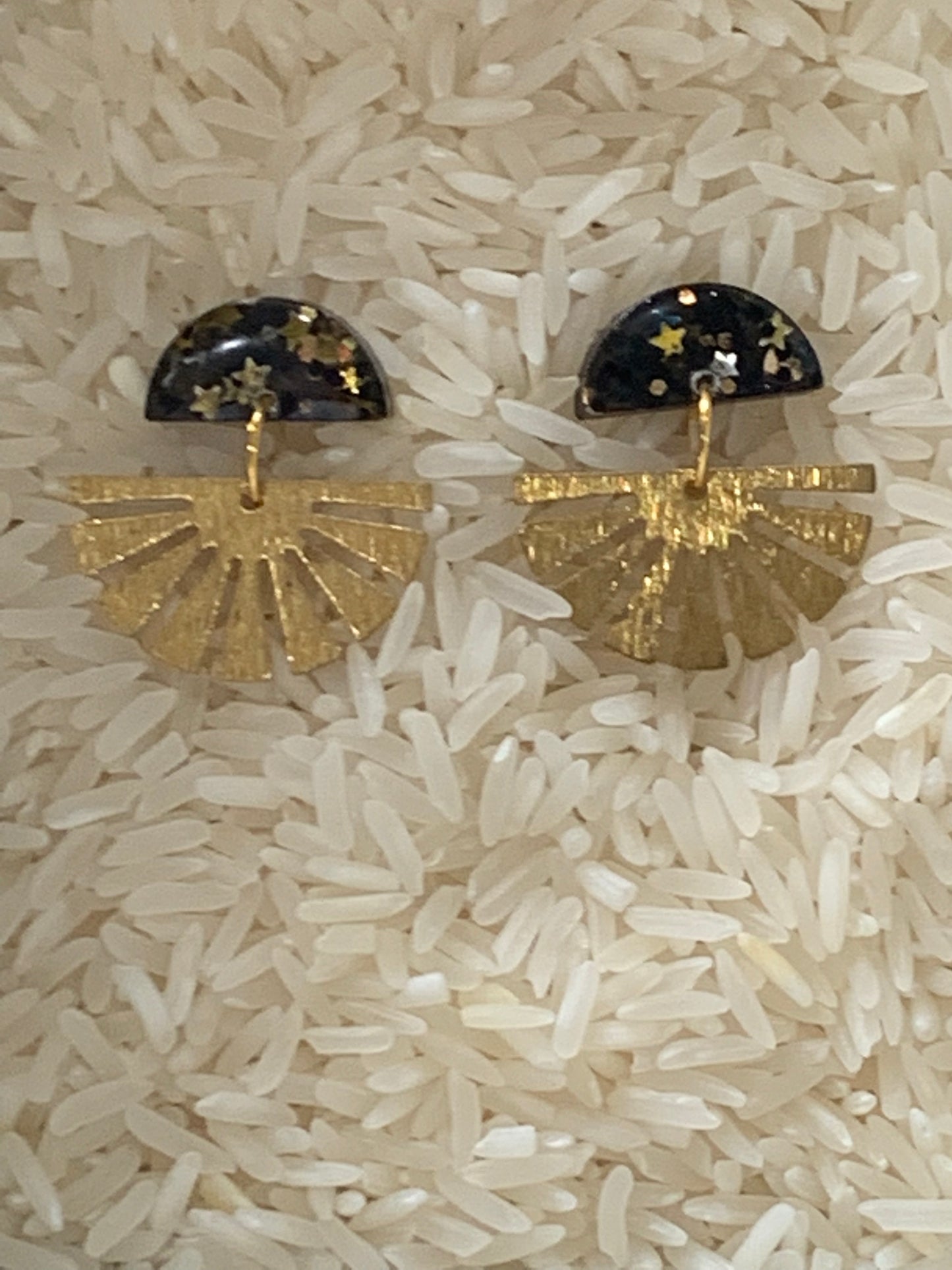 Golden half moon studs