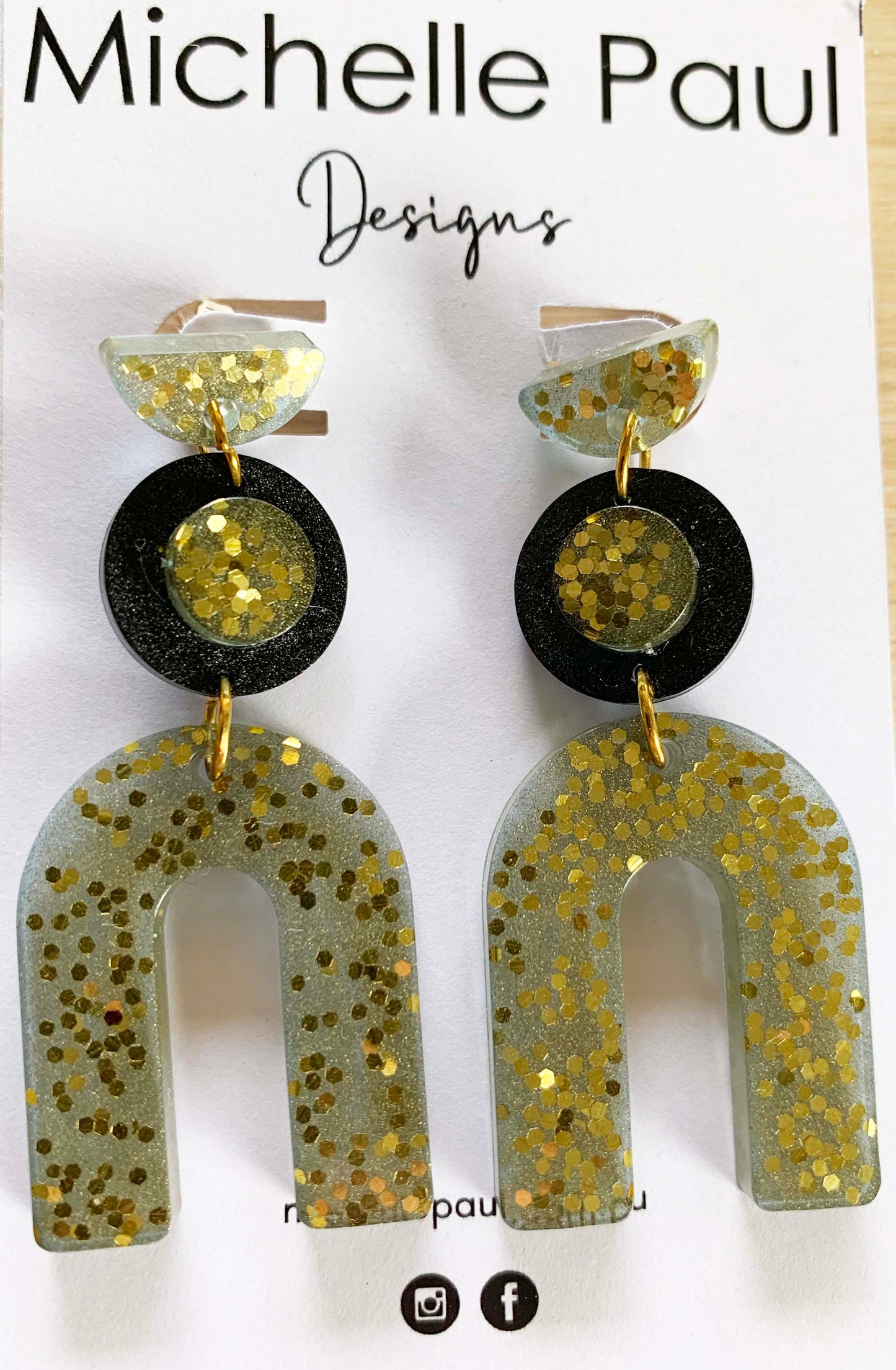 Bold glitter dangle studs