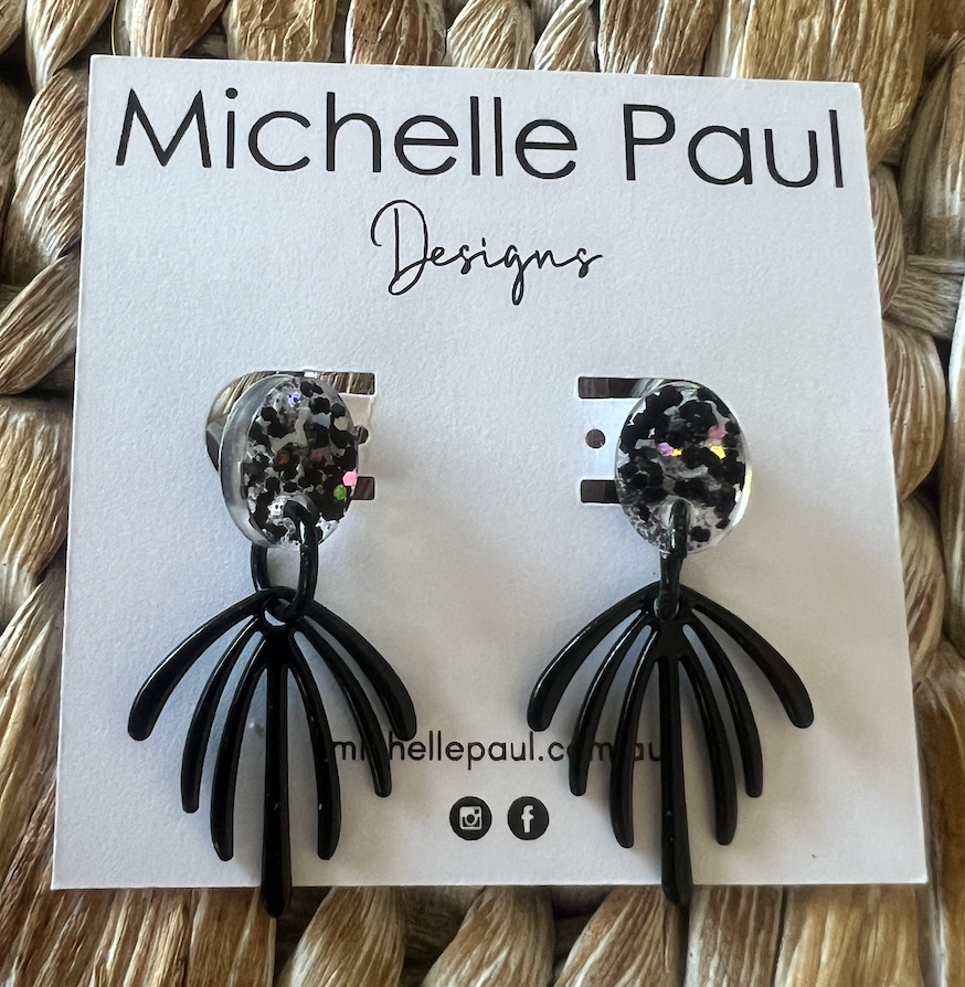 Black fern studs