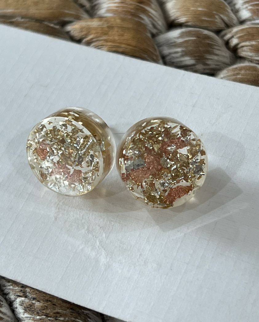 Gold, silver and copper leaf studs