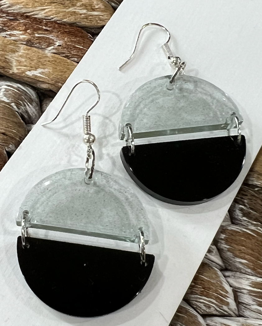 Shimmer and Black round earrings