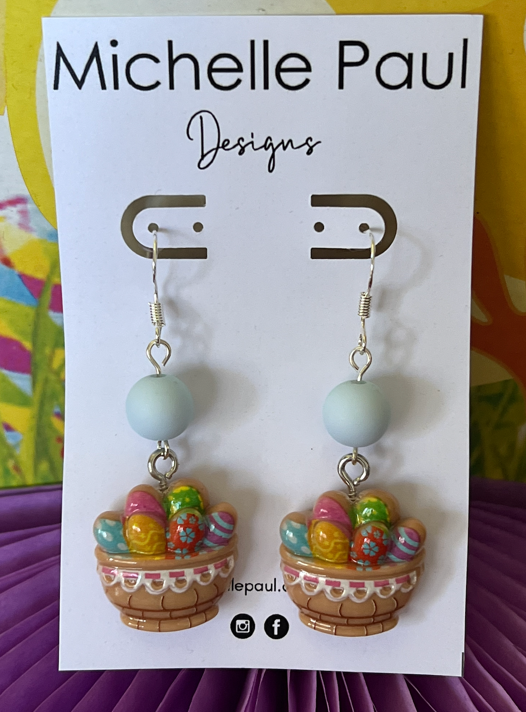 Easter egg basket earrings