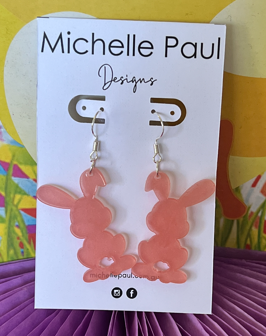 Red resin bunny earrings