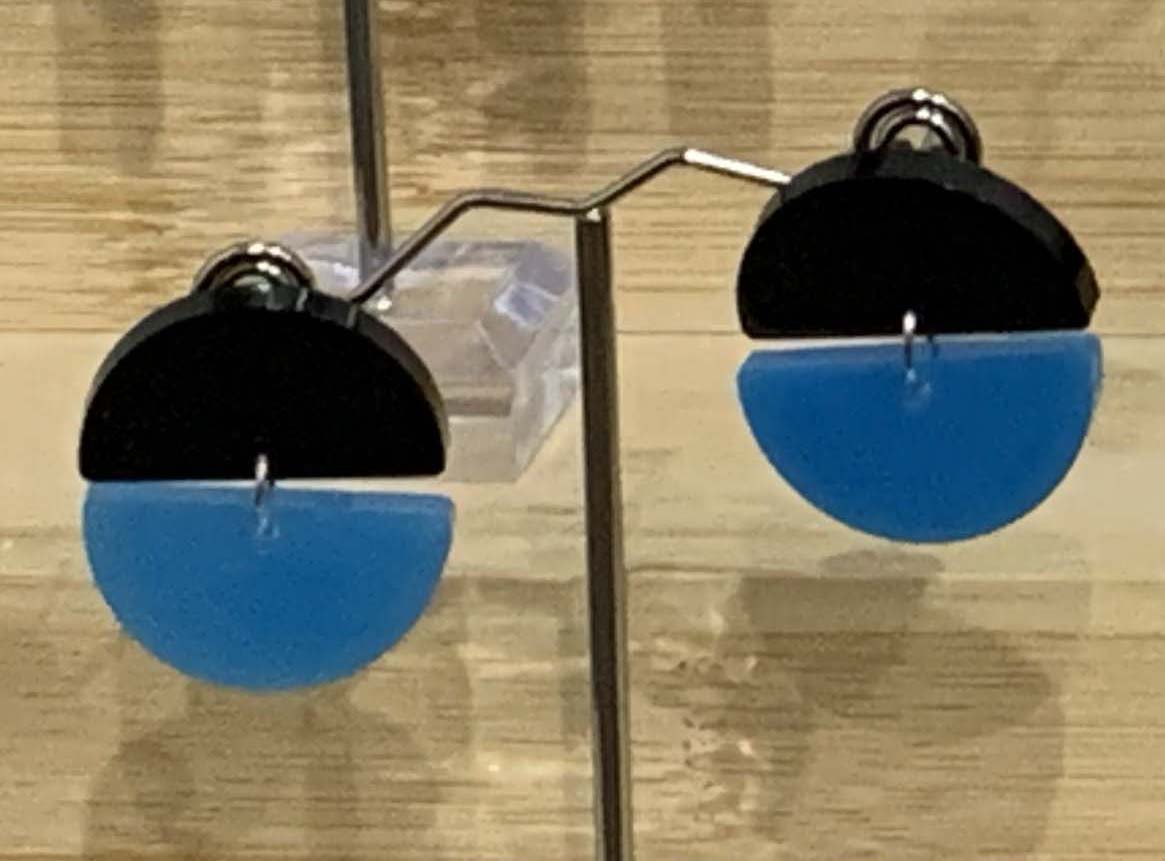 Blue and Black round studs