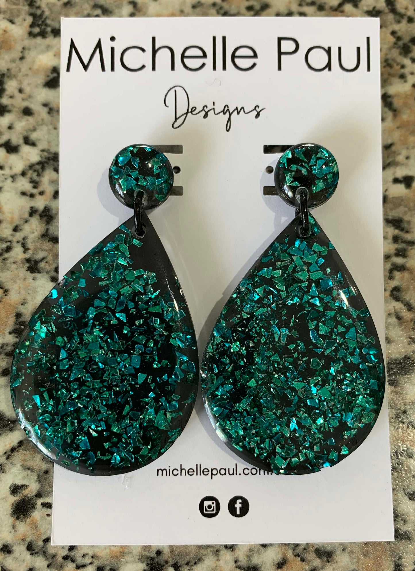 Blue rock dangle studs