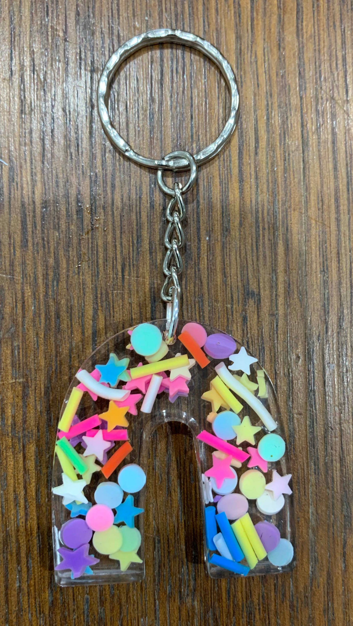 Confetti rainbow keyring