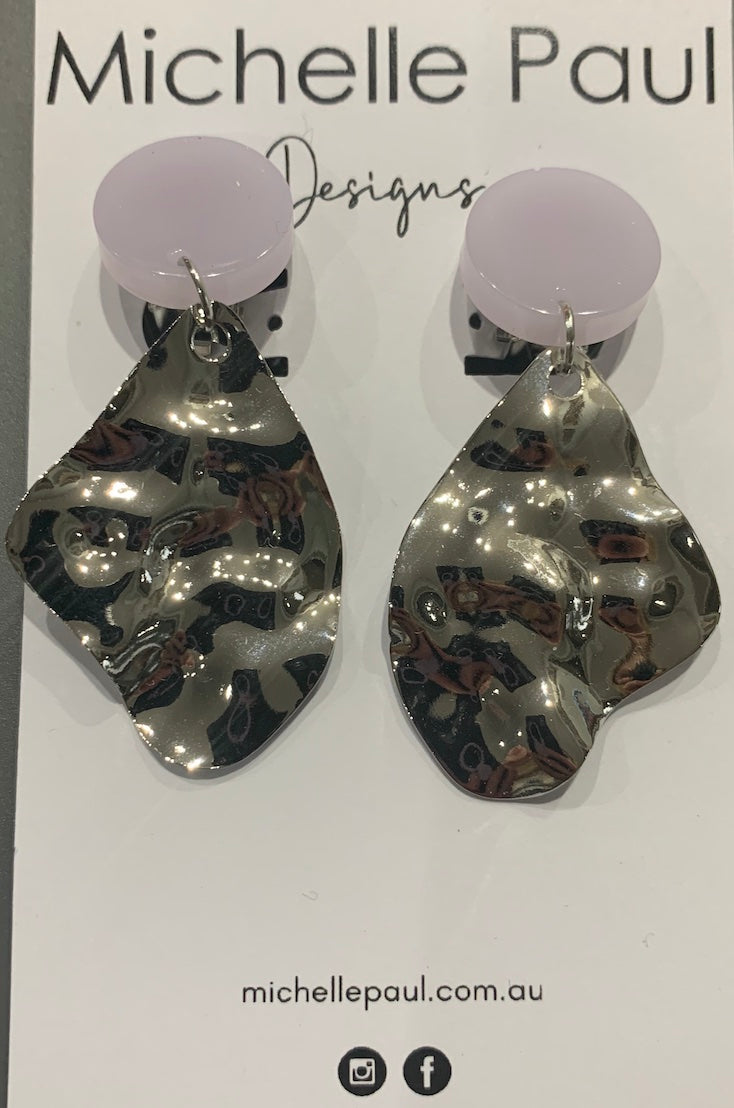 Lavender dots with silver dangles studs