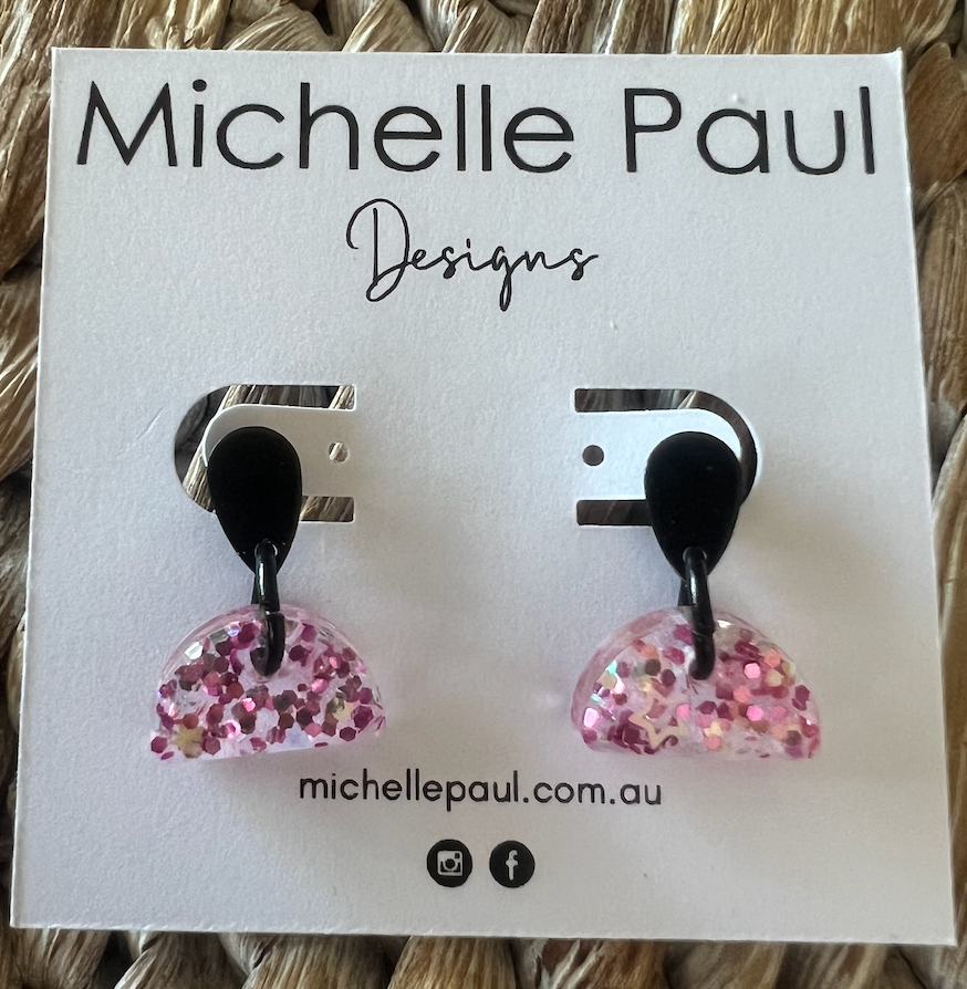 Mini drop earrings studs pink