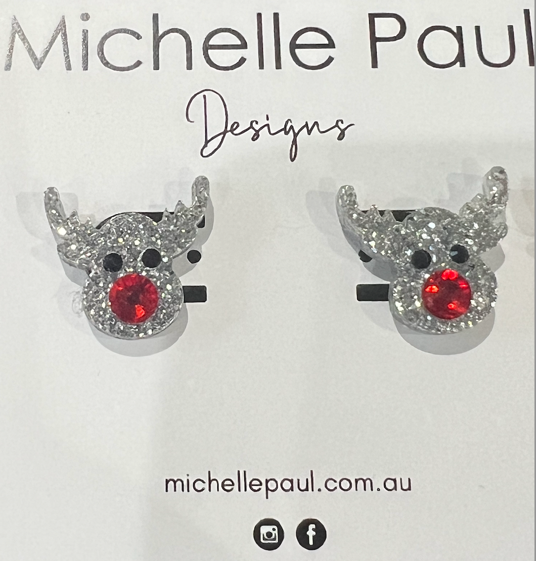Christmas Red Nosed Reindeers - Silver
