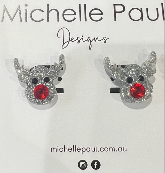 Christmas Red Nosed Reindeers - Silver
