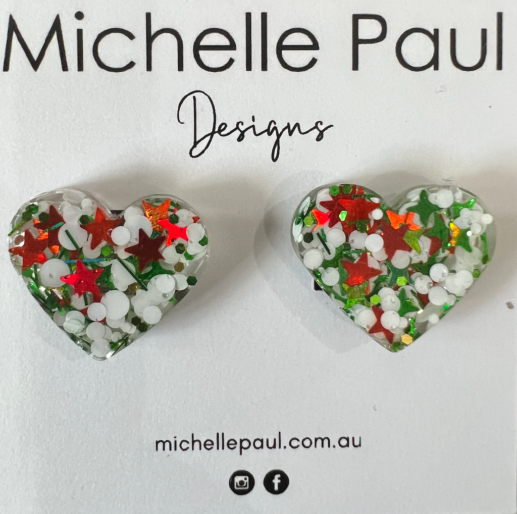 Christmas Heart studs