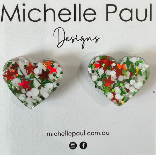 Christmas Heart studs