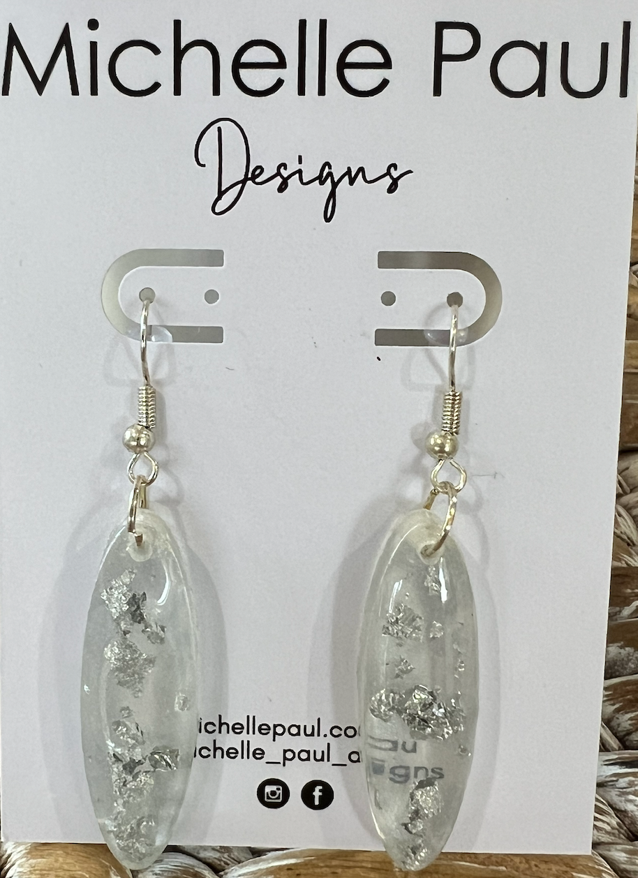Silver leaf drop earrings