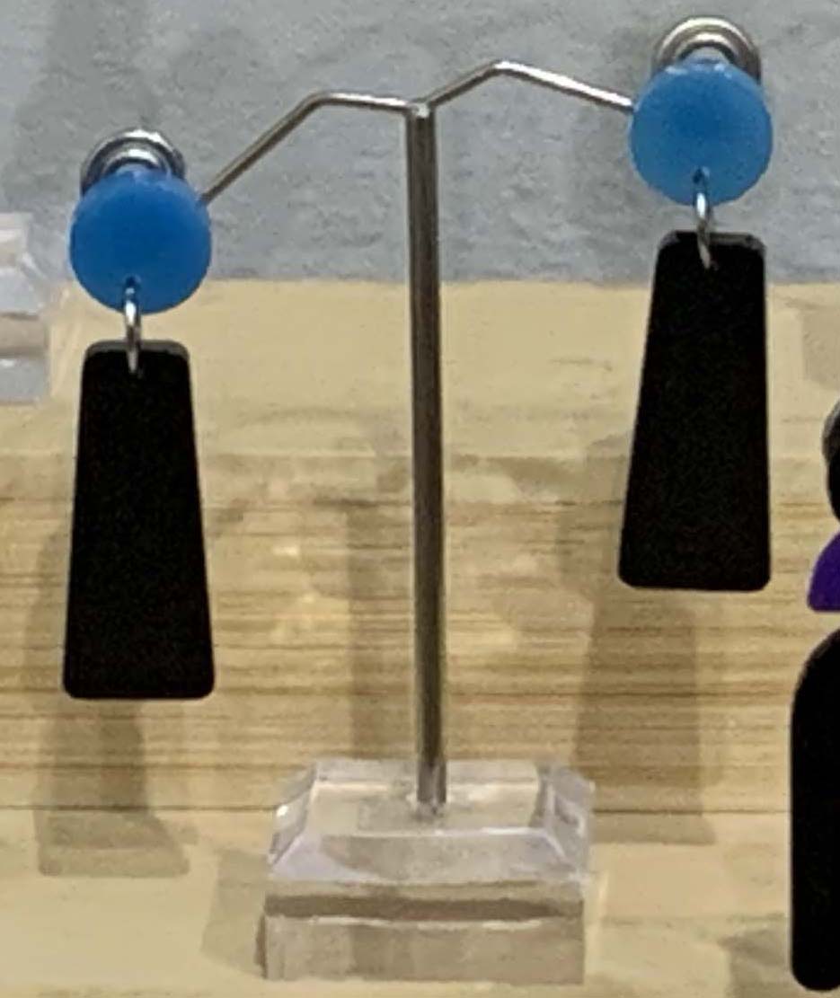 Blue dot dangle studs