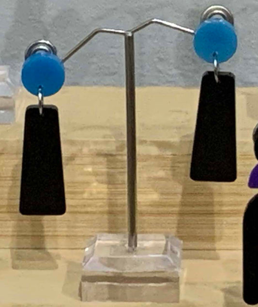 Blue dot dangle studs