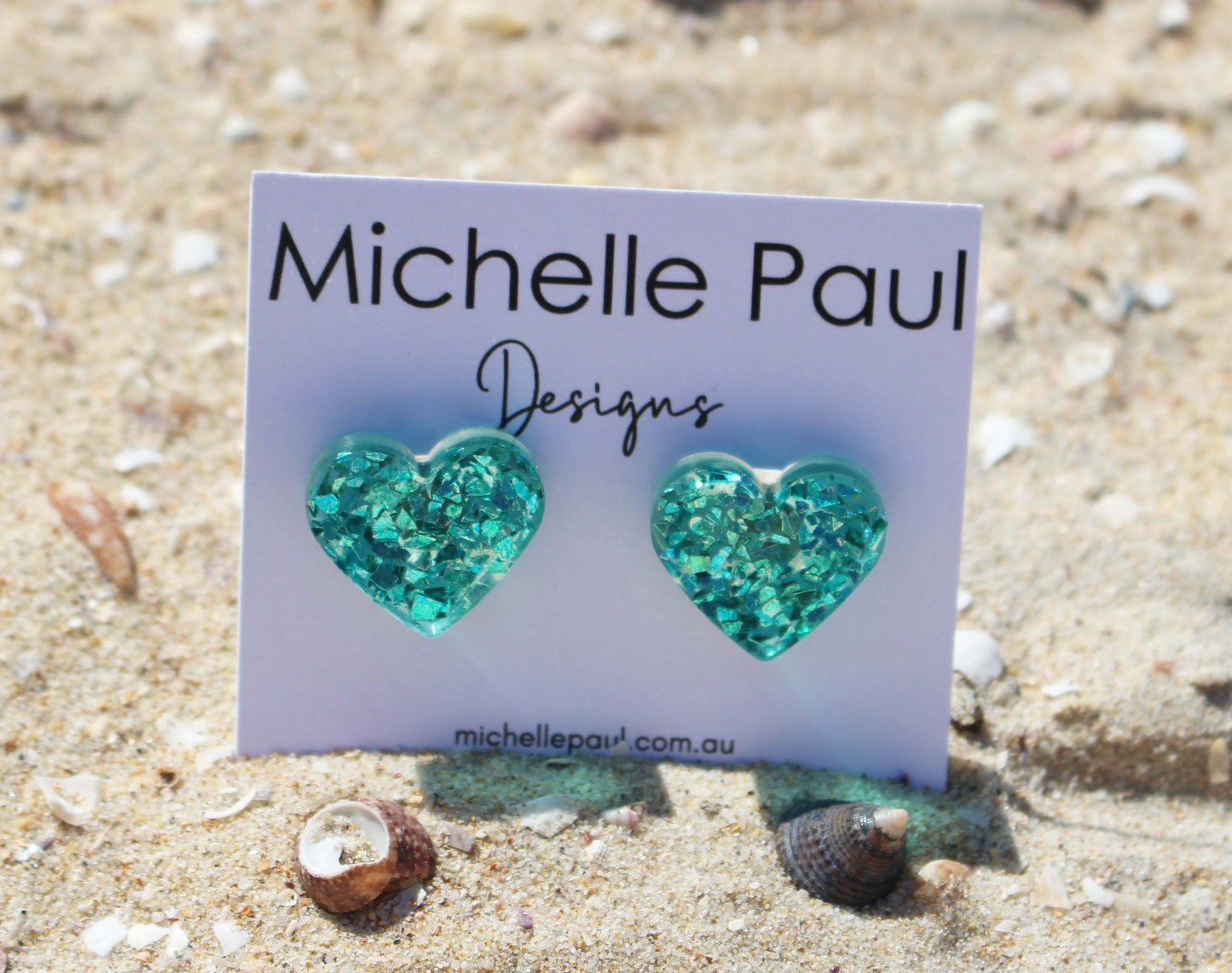 Blue heart studs