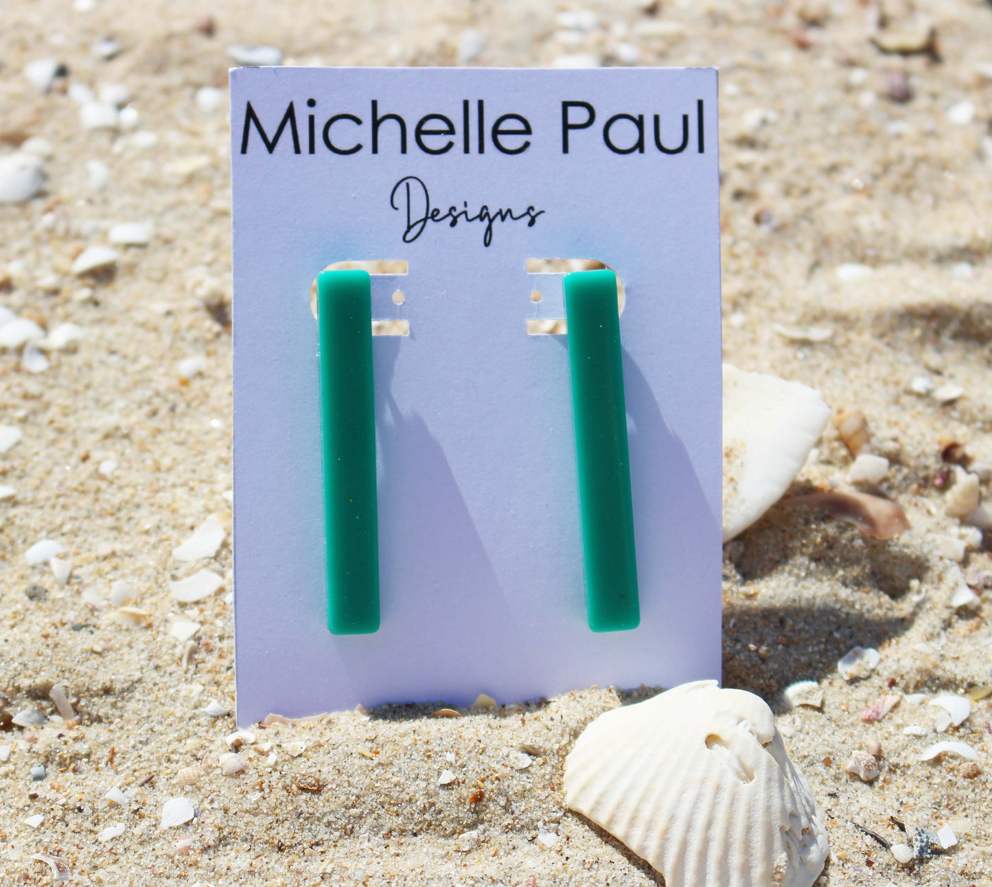 Teal long bar studs
